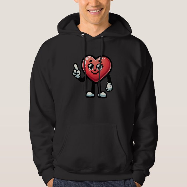 Veste À Capuche Heart Character With Cartoon Eyes And Smiling Face (Devant)