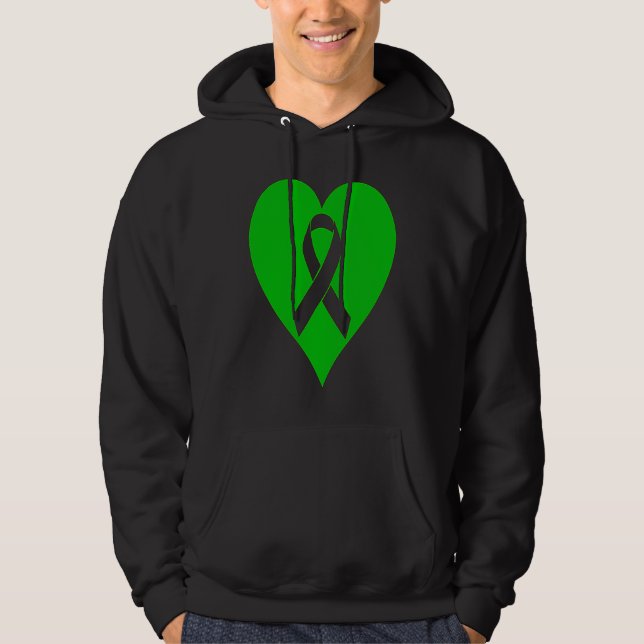 Veste À Capuche Heart Mental Health Awareness Green Ribbon Support (Devant)