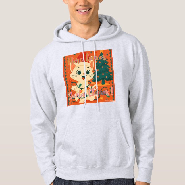 Veste À Capuche Here Comes Santa Claws! Funny Santa Cat (Devant)