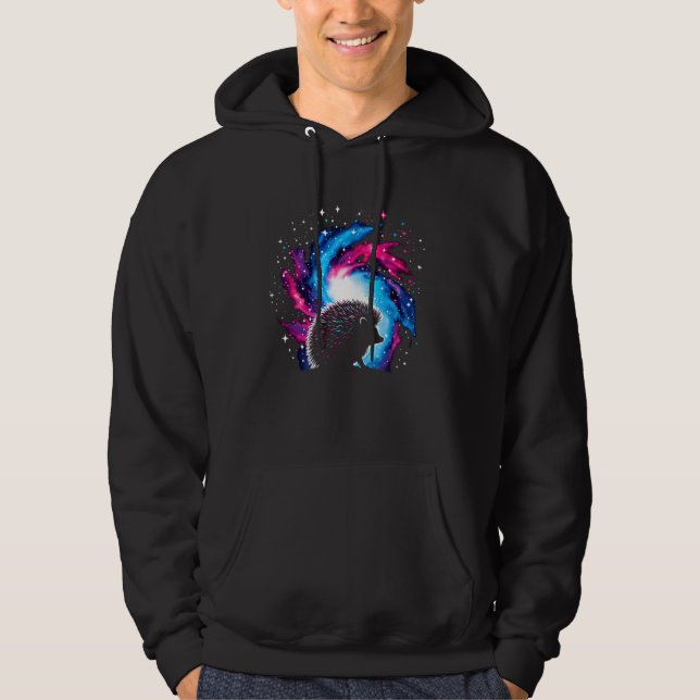 Veste À Capuche Hérisson cosmique cool Galaxie Graphisme Art spati (Devant)