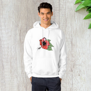 Veste À Capuche Hibiscus rouge tropical avec Feuilles verts