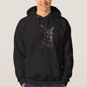 Veste À Capuche Hibou Portrait Oeuvre d'art Animal Motif Owl