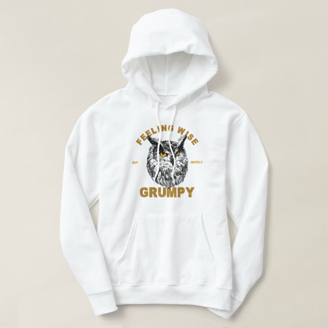 Veste À Capuche Hibou, sensé mais surtout grincheux (Design devant)