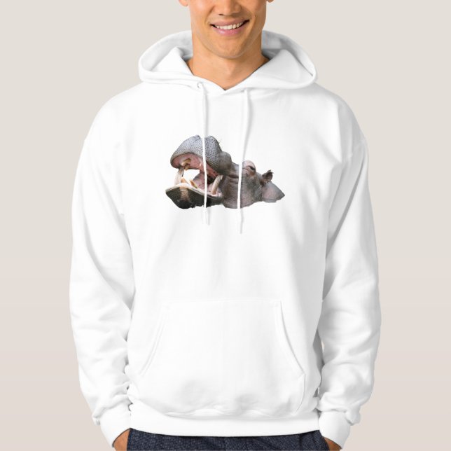 Veste À Capuche Hippopotame Sweats à capuche pour hommes blancs (Devant)