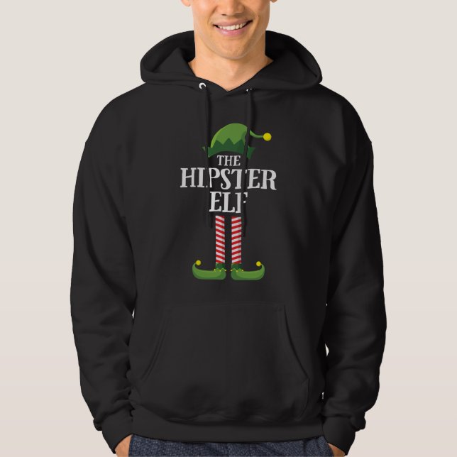 Veste À Capuche Hipster Elf Correspondant Famille de Noël (Devant)