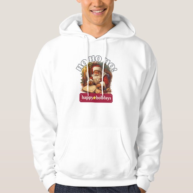 Veste À Capuche Ho Ho Ho Happy Holidays Sweatshirt | Holiday Gift  (Devant)