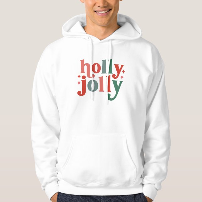 Veste À Capuche Holly Jolly - Typographie des Fêtes Rétro (Devant)