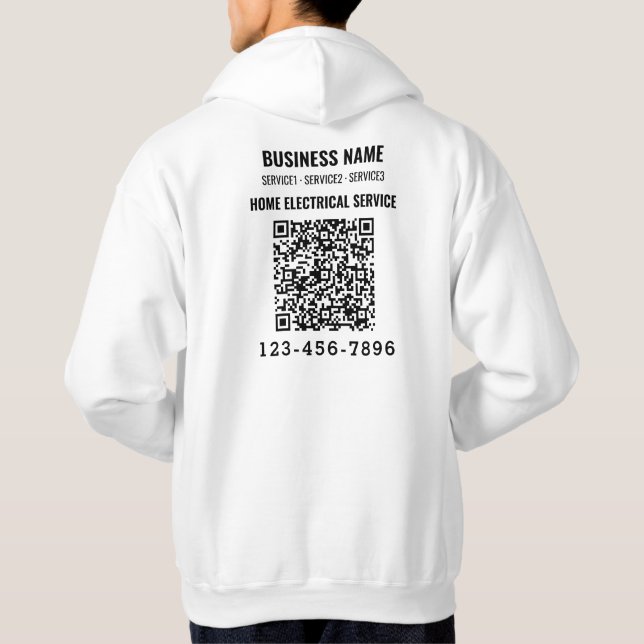 Veste À Capuche Home service électrique code QR Logo travail perso (Dos)