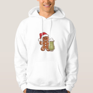 Veste À Capuche Homme en pain d'épices tenant une boisson matcha N