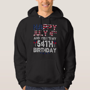 Veste À Capuche Hommes heureux 4 Juillet Et Oui C'est mon 54e anni