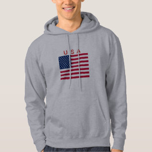 VESTE À CAPUCHE           HOODIEUSAFLAGRED    WHITEBL