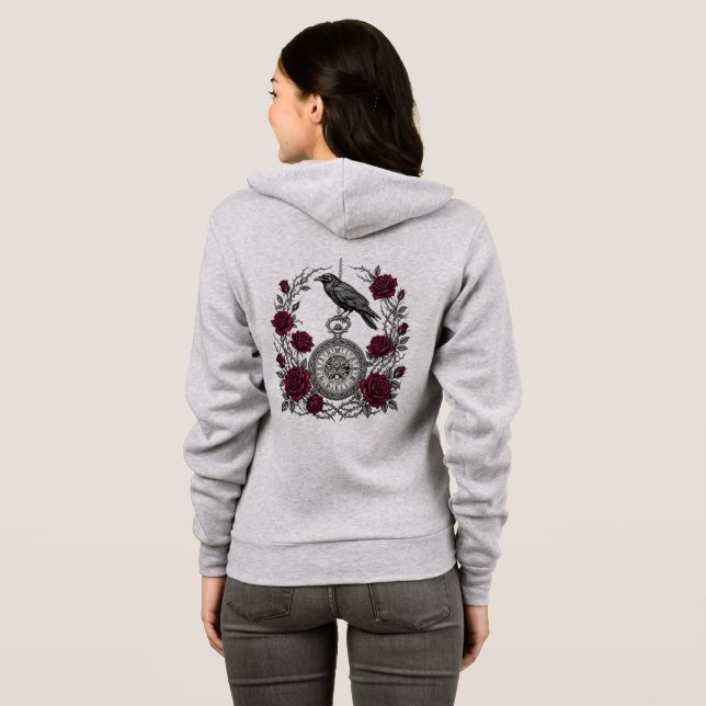 Veste À Capuche Horloge du corbeau gothique (Dos entier)
