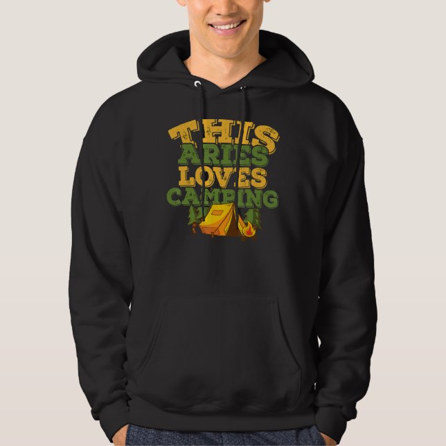 Veste À Capuche Horoscope SIGNE Zodiaque Aries Aime Camping (Devant)