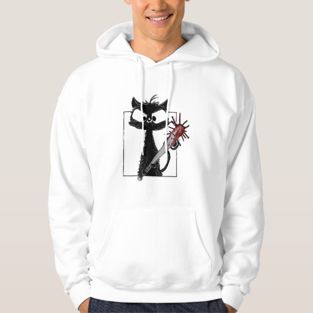 Veste À Capuche Horreur de baseball de chat noir Halloween (Devant)