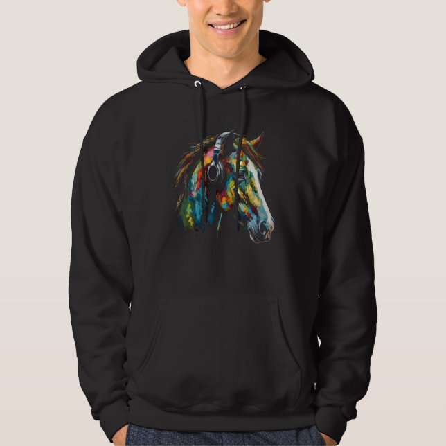 Veste À Capuche Horse Artwork Colourful Music Animal Headphones Ho (Devant)