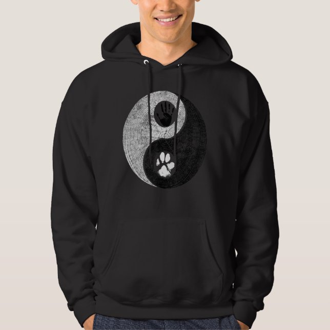 Veste À Capuche Humain & Chien Yin Yang Main Imprimer & Empreinte  (Devant)