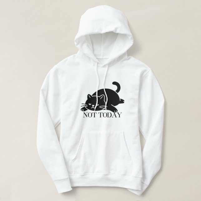 Veste À Capuche Humeur de chat noir introverti drôle pas aujourd'h (Design devant)