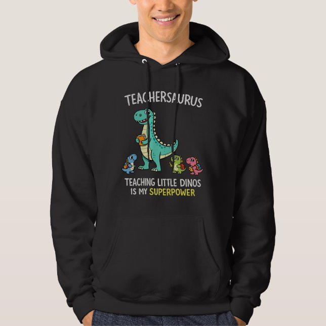 Veste À Capuche Humour de professeur Teachersaurus avec de petits  (Devant)