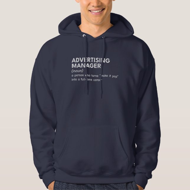 Veste À Capuche Humour de travail du responsable marketing (Devant)