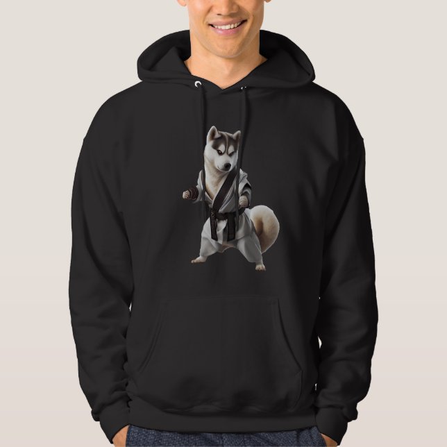 Veste À Capuche Husky Dog Jouer Karate, Champion de Karate Husky D (Devant)