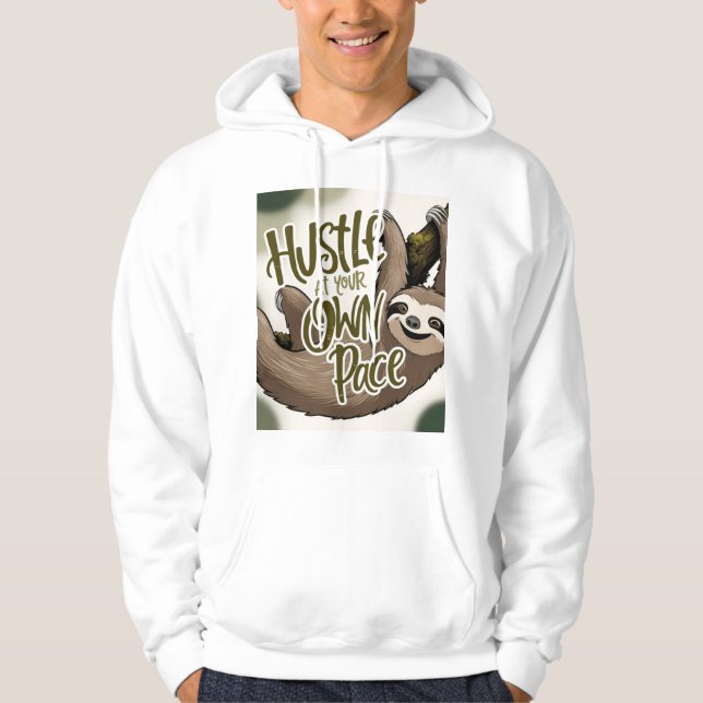 Veste À Capuche Hustle at Your Own Pace’ Sloth Graphic (Devant)