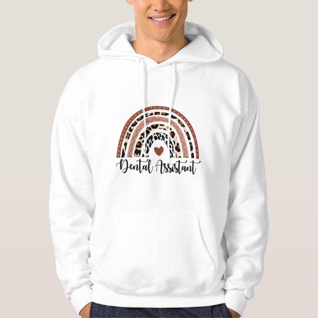 Veste À Capuche Hygiéniste dentaire ou assistante Léopard Arc-en-c (Devant)