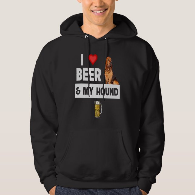 Veste À Capuche I Love Beer and My Bloodhound Hunting Dog Mom Dad  (Devant)