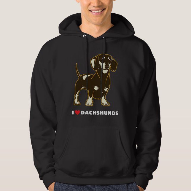 Veste À Capuche I Love Dachshunds Dog Art (Devant)