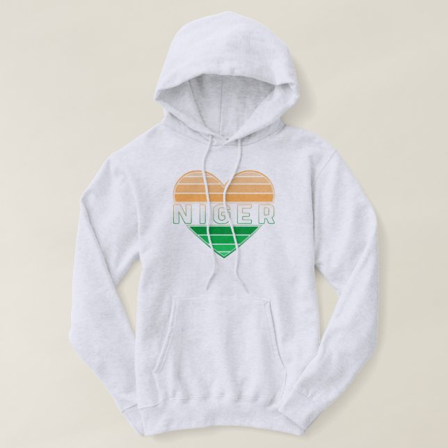 Veste À Capuche I Love Niger, Coeur Nigérien (Design devant)