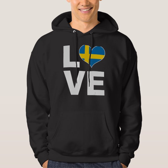 Veste À Capuche I Love Suède Coeur Drapeau Suède (Devant)