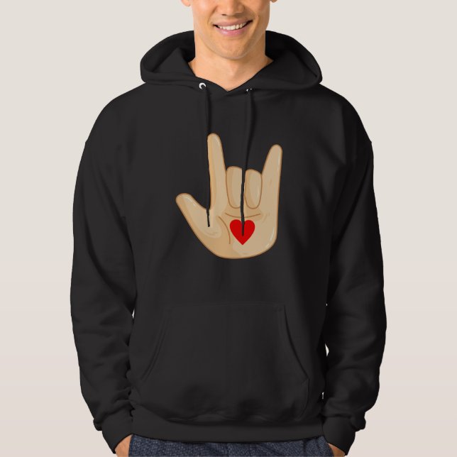 Veste À Capuche I Love You American Sign Language Hand Gesture (Devant)