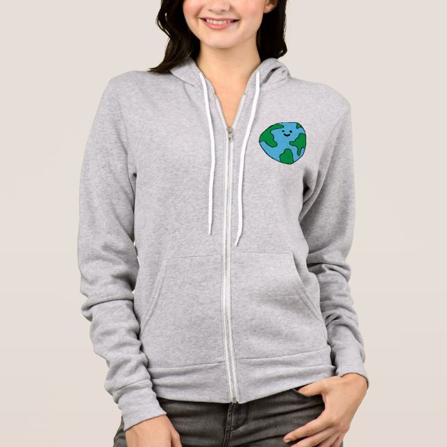 Veste À Capuche Icône écologique mondiale Joyeux Clipart de la Ter (Devant)