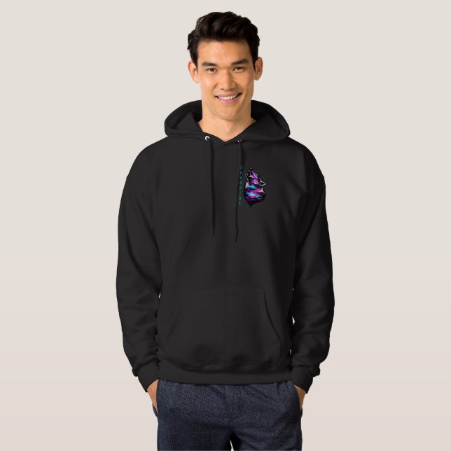 Veste À Capuche ID personnalisé qui écrase le bogue du loup Cyberp (Devant entier)