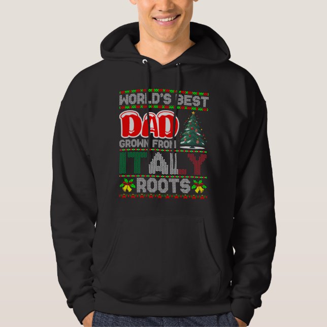 Veste À Capuche Idée Cadeau Noël Papa Italie Pull Ugly Sweater (Devant)