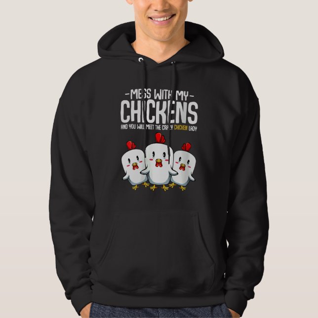 Veste À Capuche Idée de la dame de poulet folle (Devant)