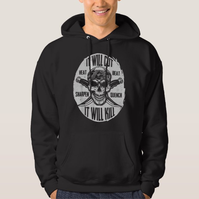 Veste À Capuche Il sera coupé main forgé Il tuera couteau Blacksm (Devant)
