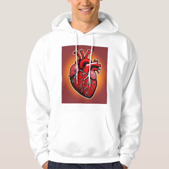 Veste À Capuche Illustration cardiaque anatomique dynamique" (Devant)