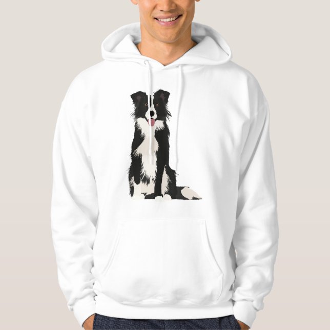 Veste À Capuche Illustration Collie Bordure ! (Devant)