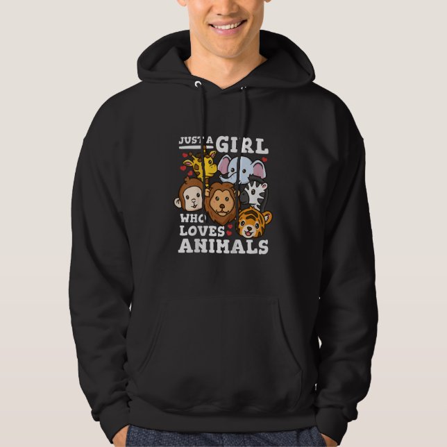 Veste À Capuche Illustration d'animaux mignons du zoo éléphant et  (Devant)