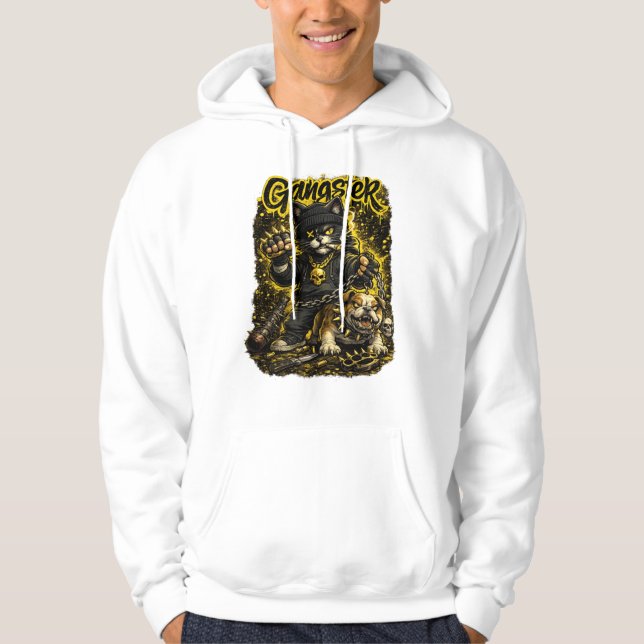 Veste À Capuche Illustration de chat streetwear (Devant)