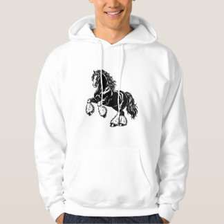 Veste À Capuche Illustration de cheval de trait Shire noir et blan