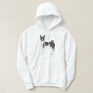 Veste À Capuche Illustration de chien Basenji mignon en noir et bl