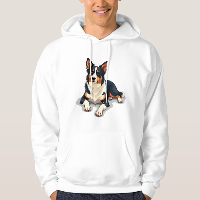 Veste À Capuche Illustration de chien de portrait de Border Collie (Devant)