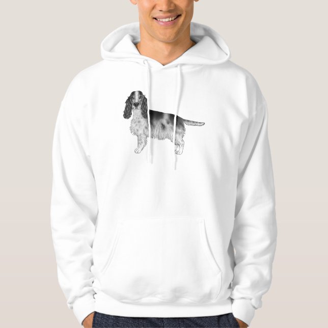 Veste À Capuche Illustration de Cocker Spaniel anglais noir et bla (Devant)