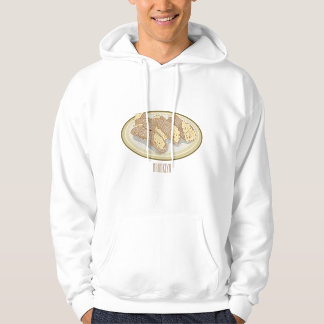Veste À Capuche illustration de dessin animé de cannoli (Devant)