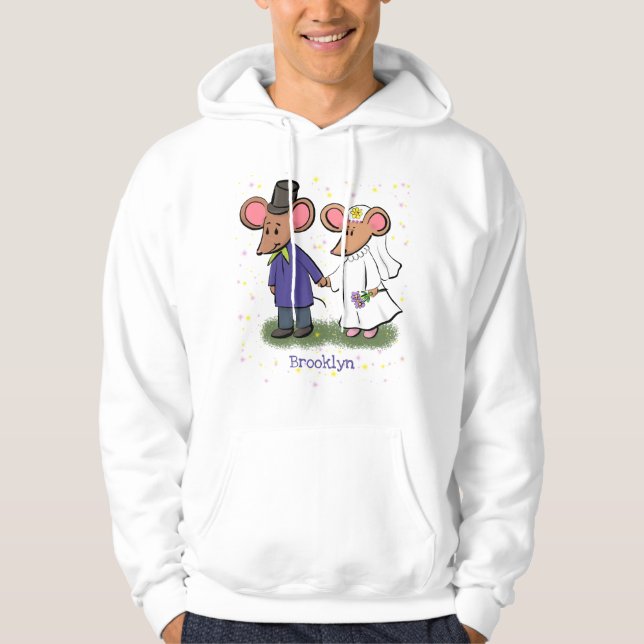 Veste À Capuche Illustration de dessin animé d'un couple de souris (Devant)