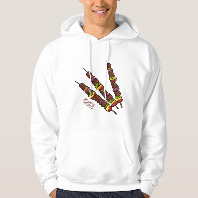 Veste À Capuche Illustration de dessin animé Kebab ou kabob (Devant)