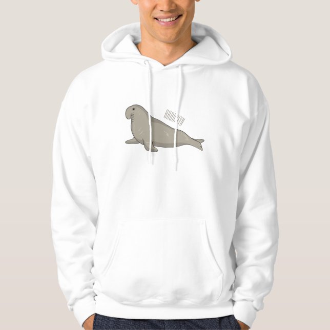 Veste À Capuche Illustration de dessin de phoque éléphant (Devant)