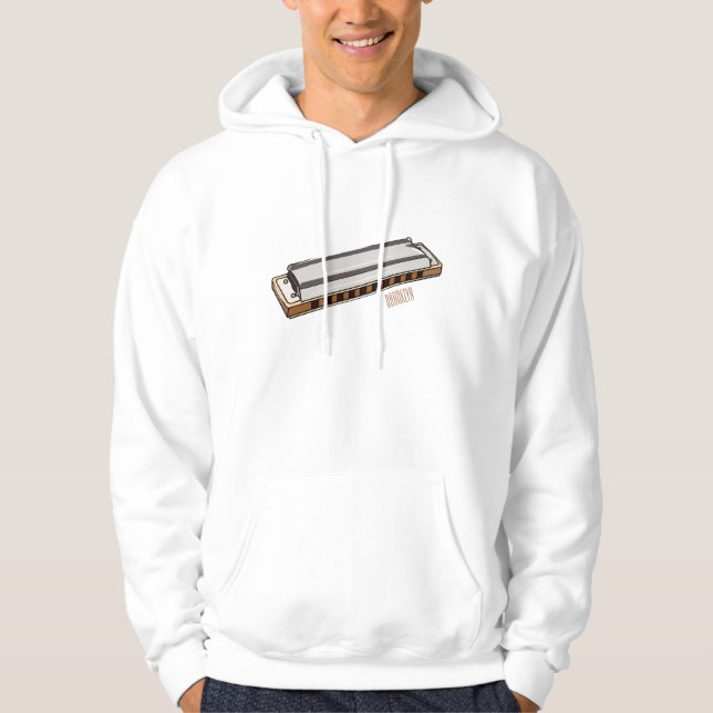 Veste À Capuche Illustration de dessin d'Harmonica (Devant)