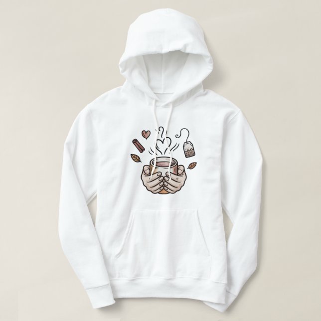 Veste À Capuche Illustration de doodle de théière d'automne (Design devant)